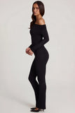 Modal Off Shoulder Long Sleeve Jumpsuit in Black
