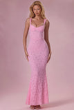 Lace Sweetheart Neck Gown in Blush Pink