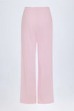 Pointelle Mid Rise Straight Leg Trousers in Baby Pink