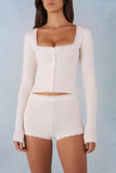 Knit Long Sleeve Cardigan in Ivory