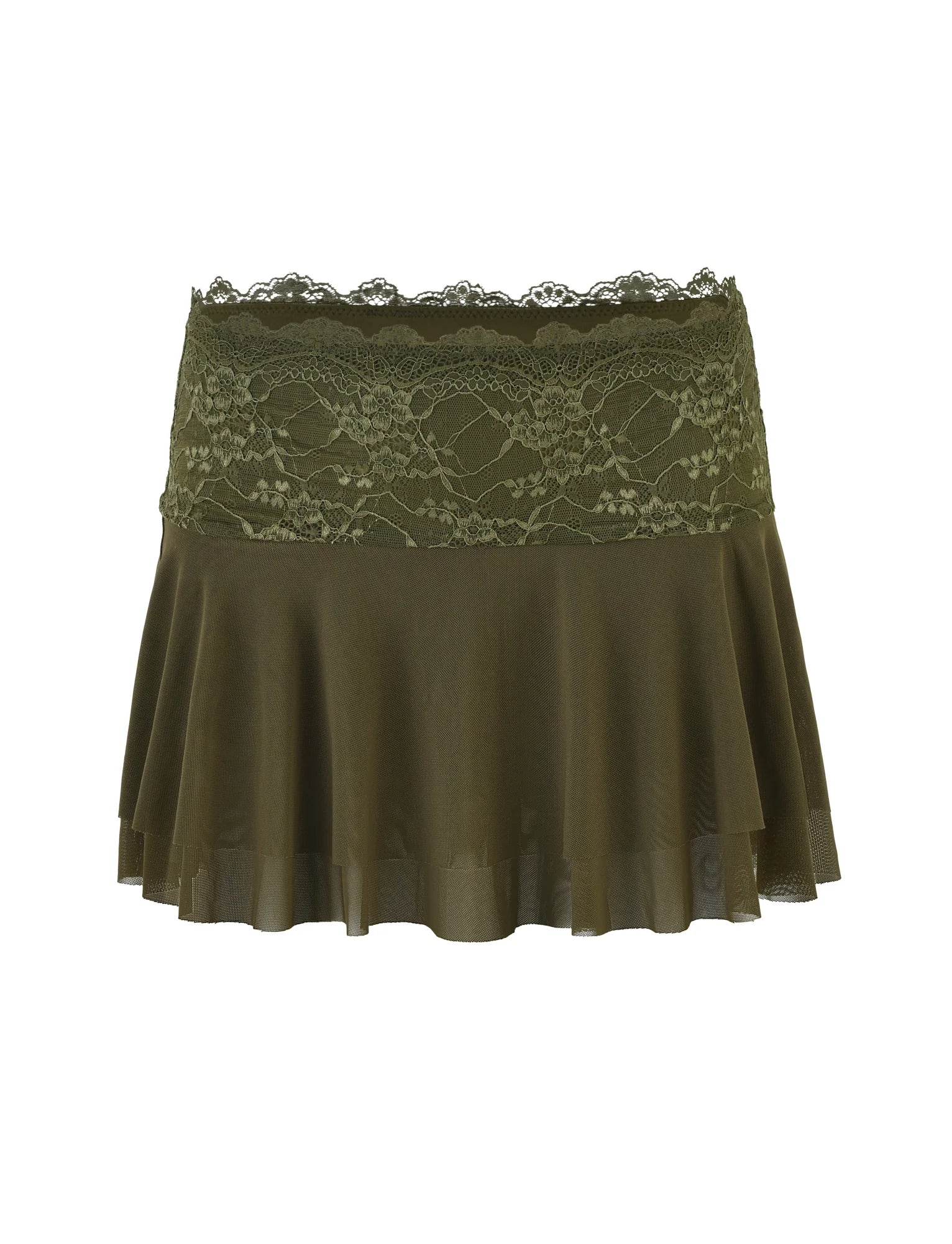ADELINA MINI SKIRT GREEN KHAKI GREEN IVORY