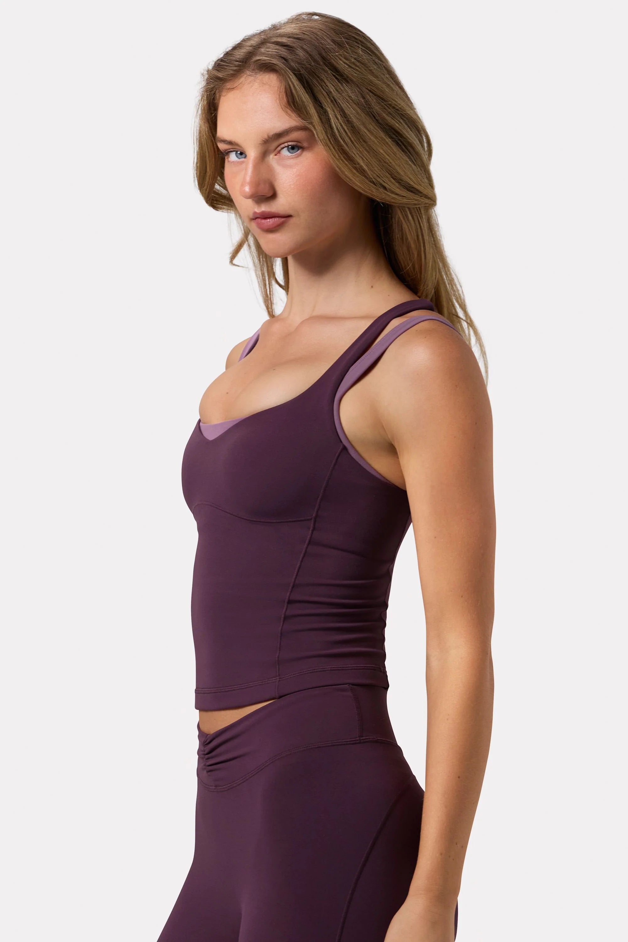 Soft Active Sweetheart Neck Tank Top in Plum