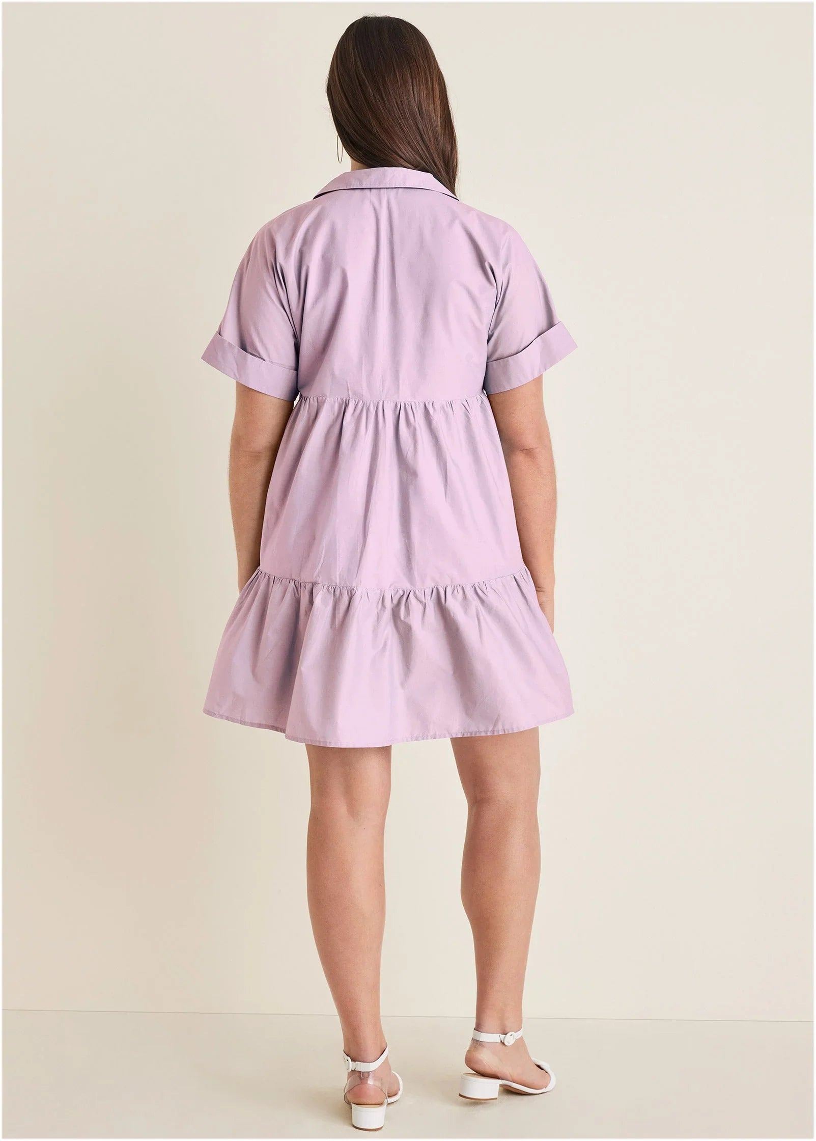 Cotton Poplin Tiered Dress Lilac