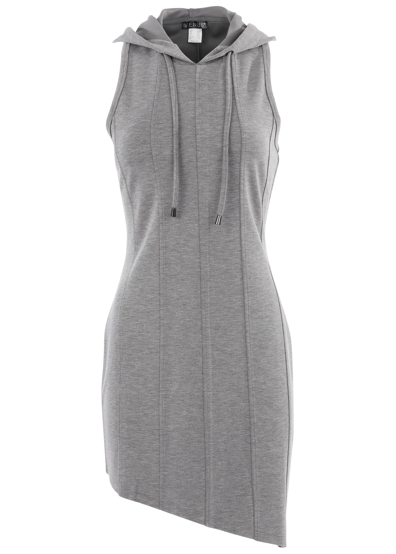 Hooded Seam Detail Dress Medium Heather Grey
