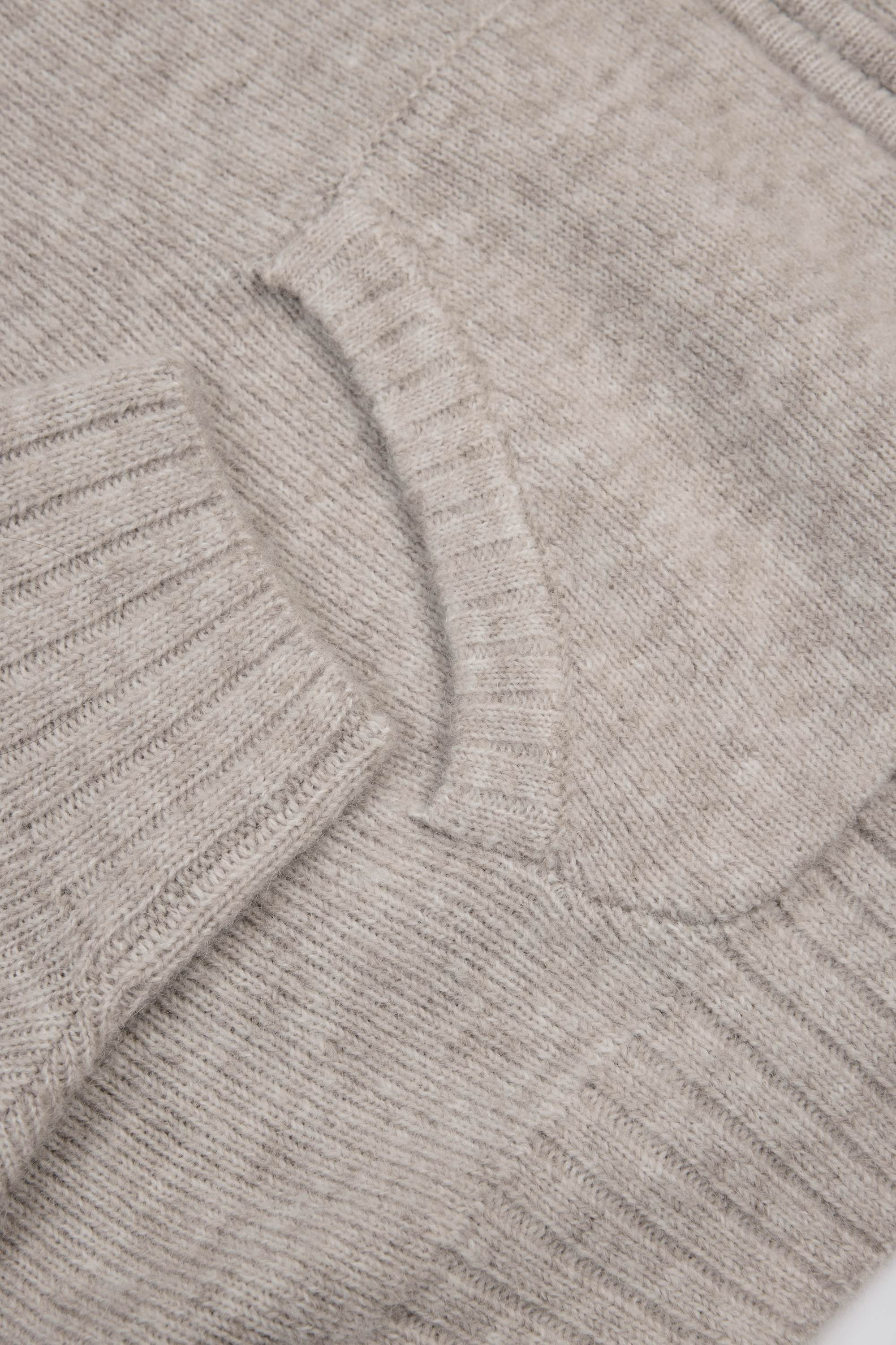 Soft Knit Zip Up Cropped Hoodie in Beige