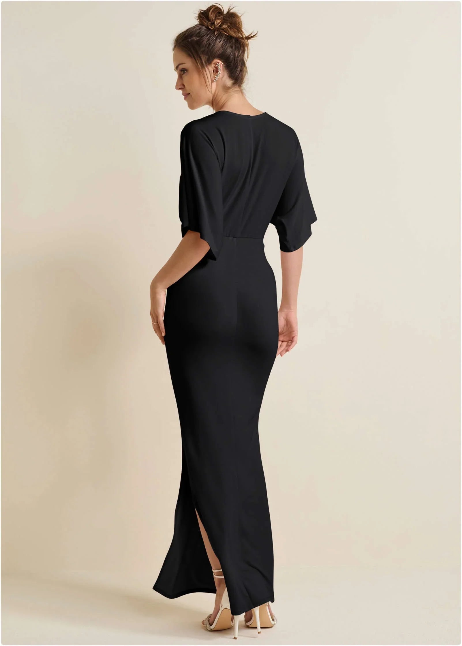 Drape Sleeve Maxi Dress Jet Black