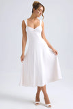 Sweetheart Neck Ruched Midaxi Dress in Ivory