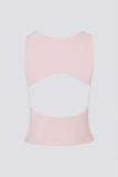 Soft Active Boat Neck Open Back Tank Top in Ballet Pink
