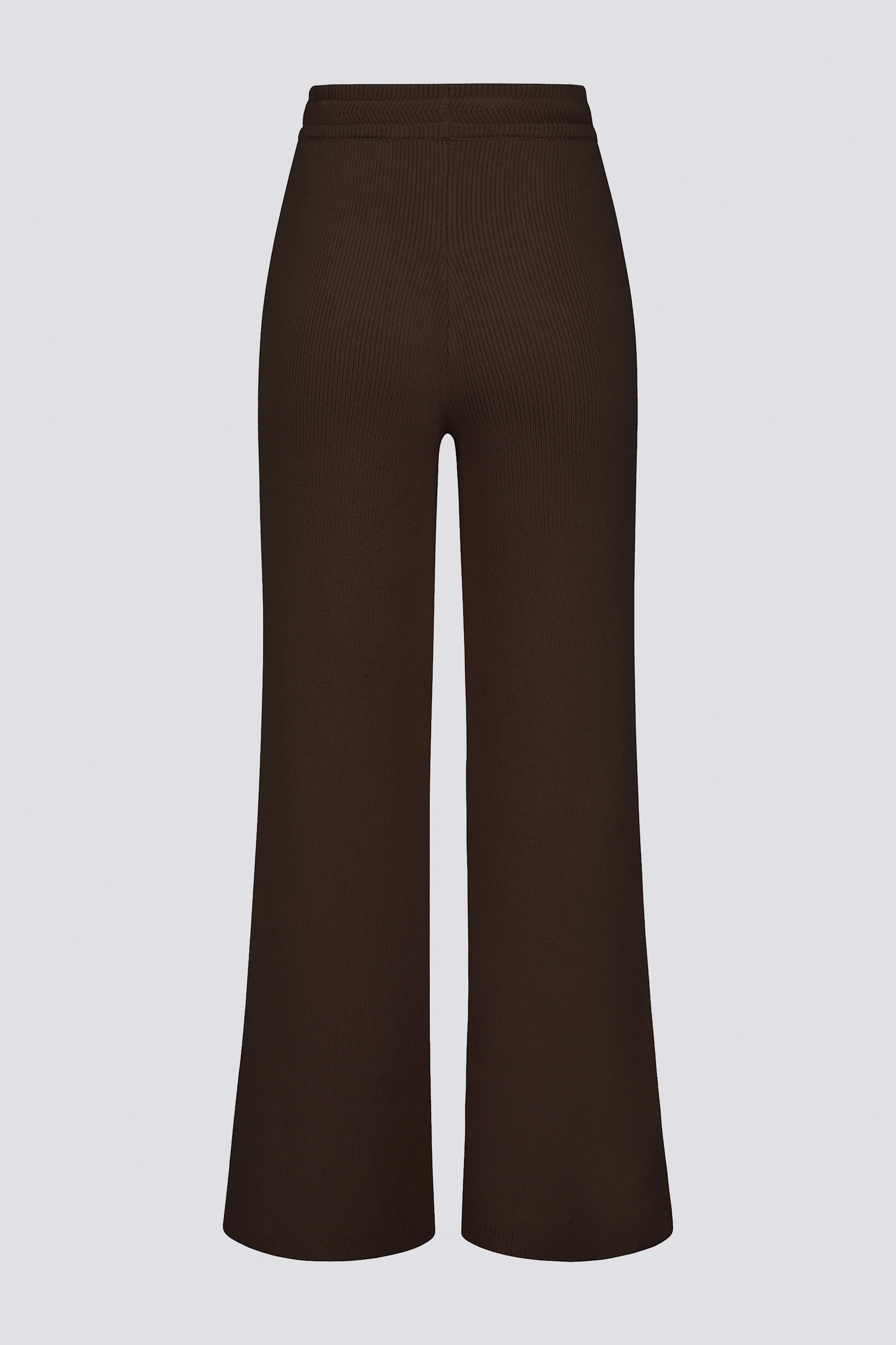 Ribbed Knit Wide Leg Joggers in Pecan