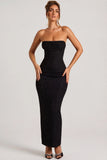Embellished Bandeau Cowl Neck Maxi Dress in Black