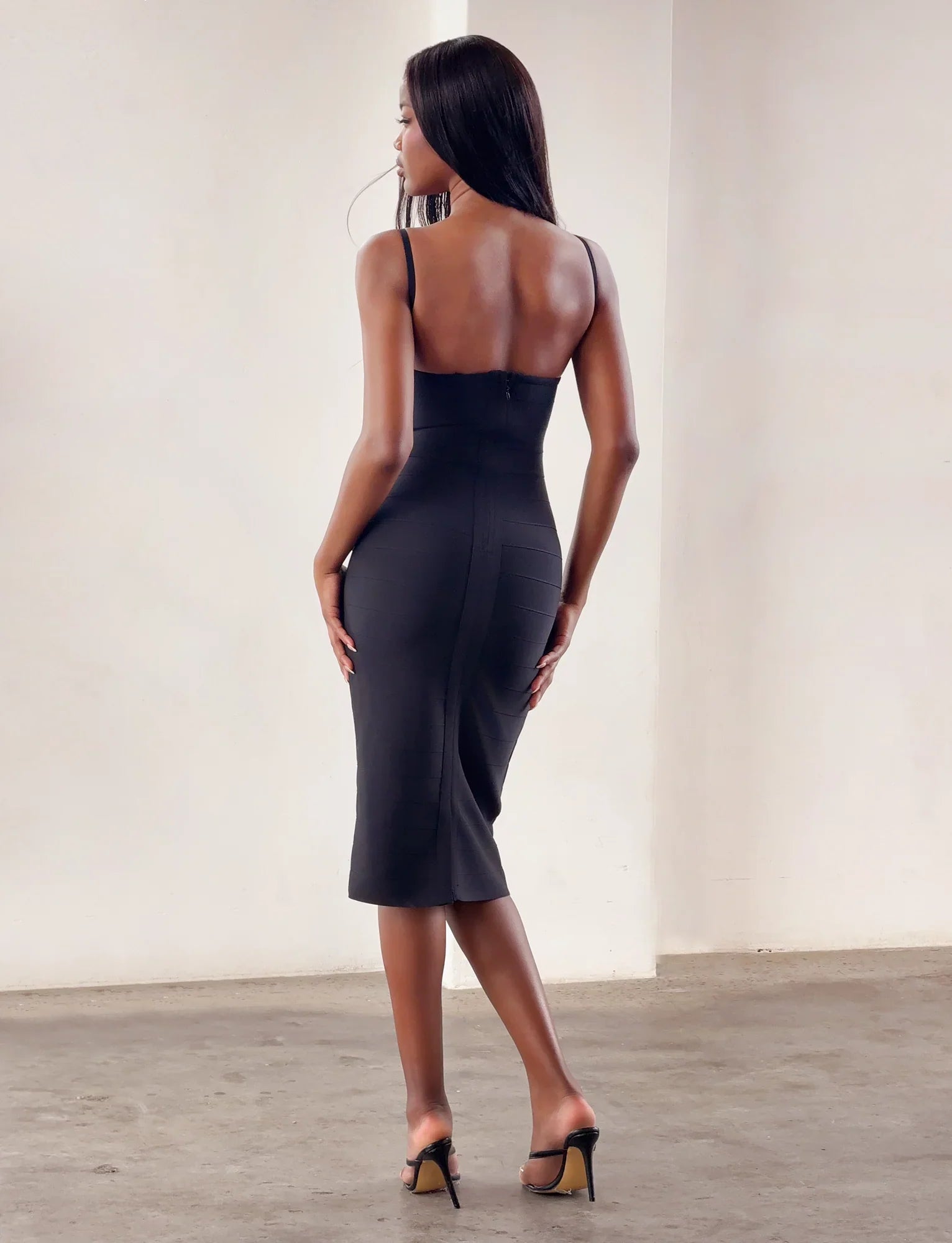 MIDORI MIDI BANDAGE DRESS BLACK