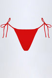 Side Tie Cheeky Bikini Bottoms in Fiery Red