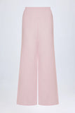 Wide Leg Cotton Poplin Trousers in Pink White Stripe