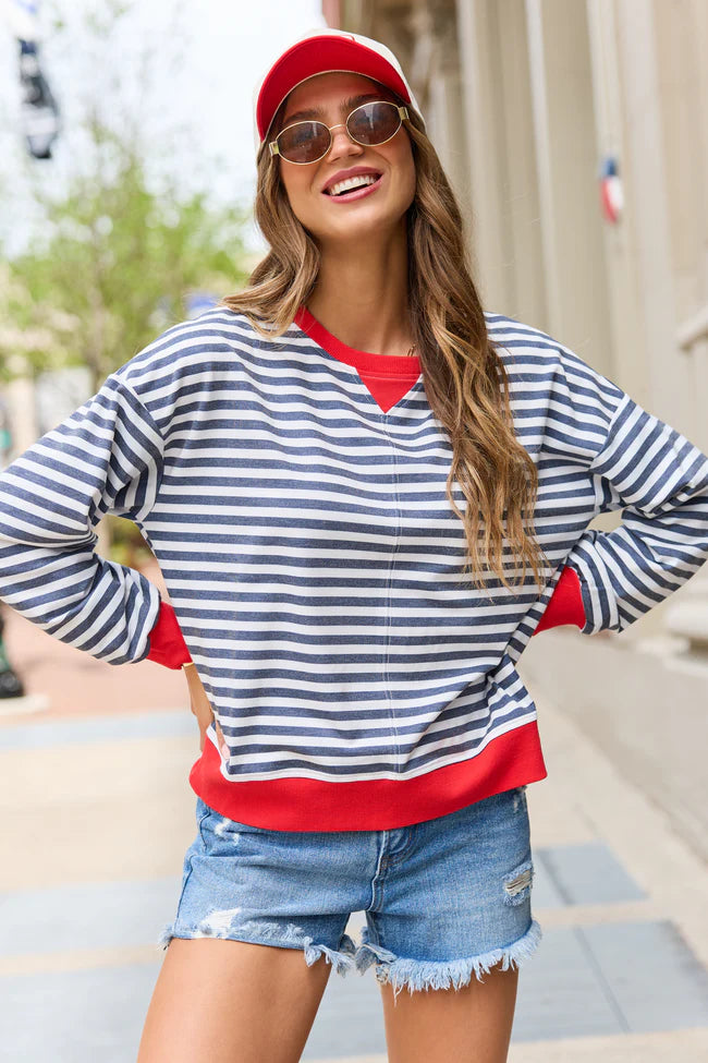 Bexley Blue Stripe Crewneck