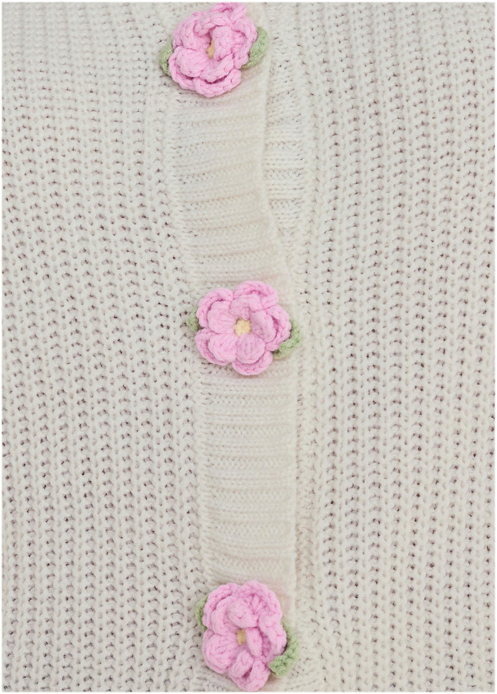 Rose Button Cardigan Off White