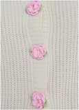 Rose Button Cardigan Off White