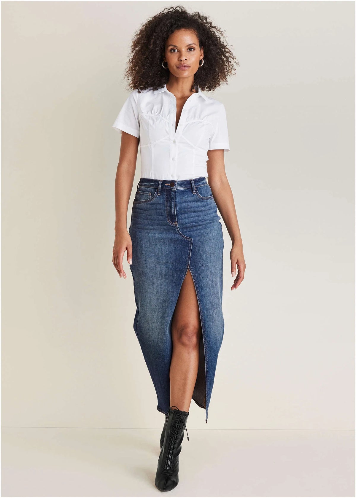Denim Maxi Skirt Medium Wash