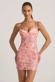 Embellished Camisole Bodycon Mini Dress in Pink