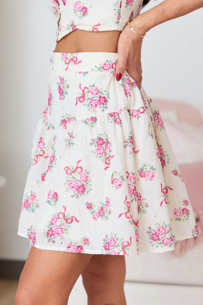 Jacqueline Floral Bow Skirt