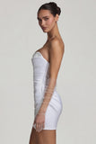 Ruched Corset Mini Dress in White