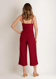 Knit Eyelet Jumpsuit Red