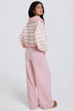 Knit Mid Rise Wide Leg Joggers in Soft Pink