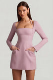 Pinstripe Structured A Line Mini Dress in Mauve