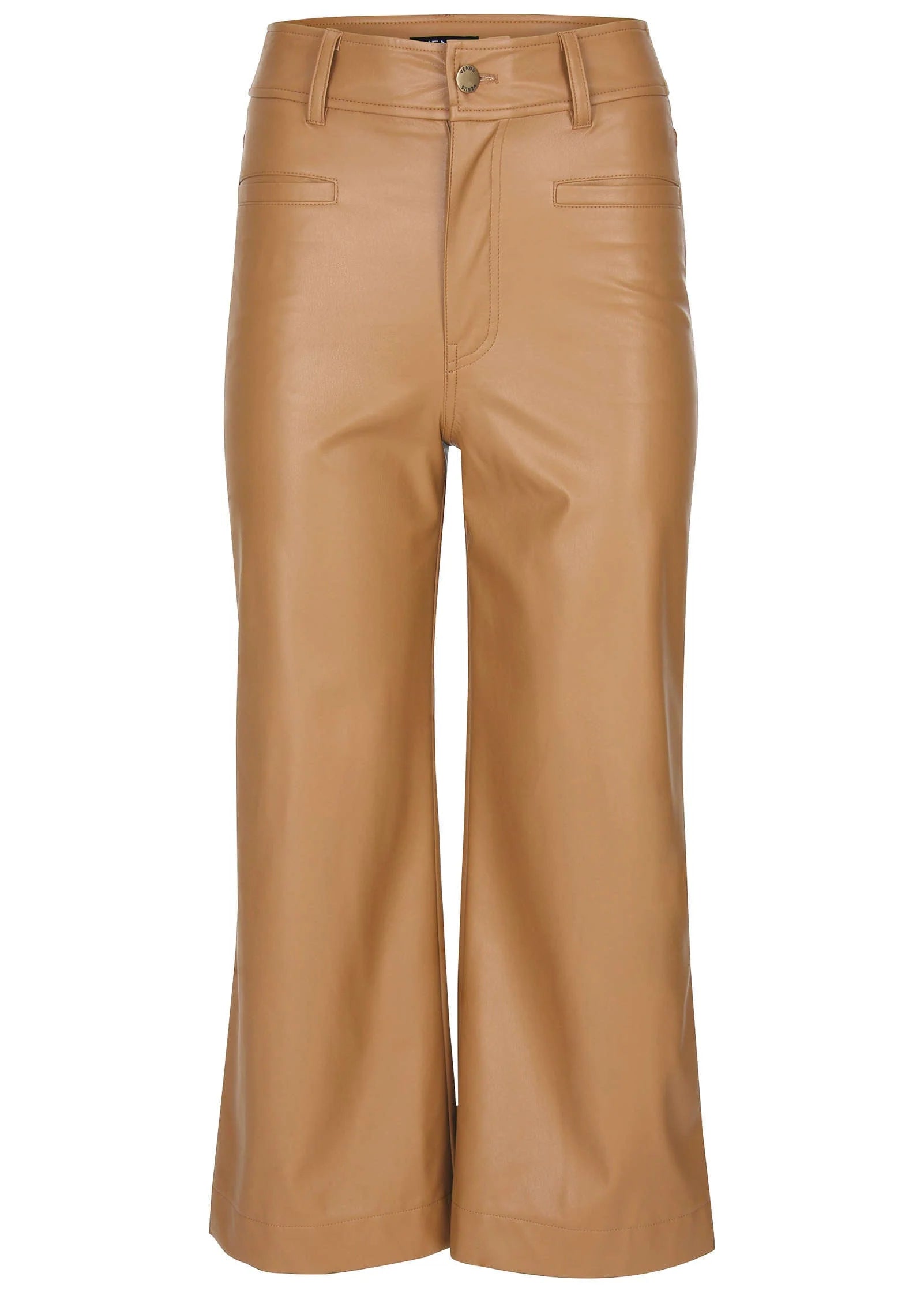 Wide Leg Faux Leather Pants Tobacco Brown