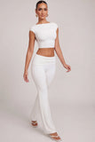 Mid Rise Straight Leg Trousers in White