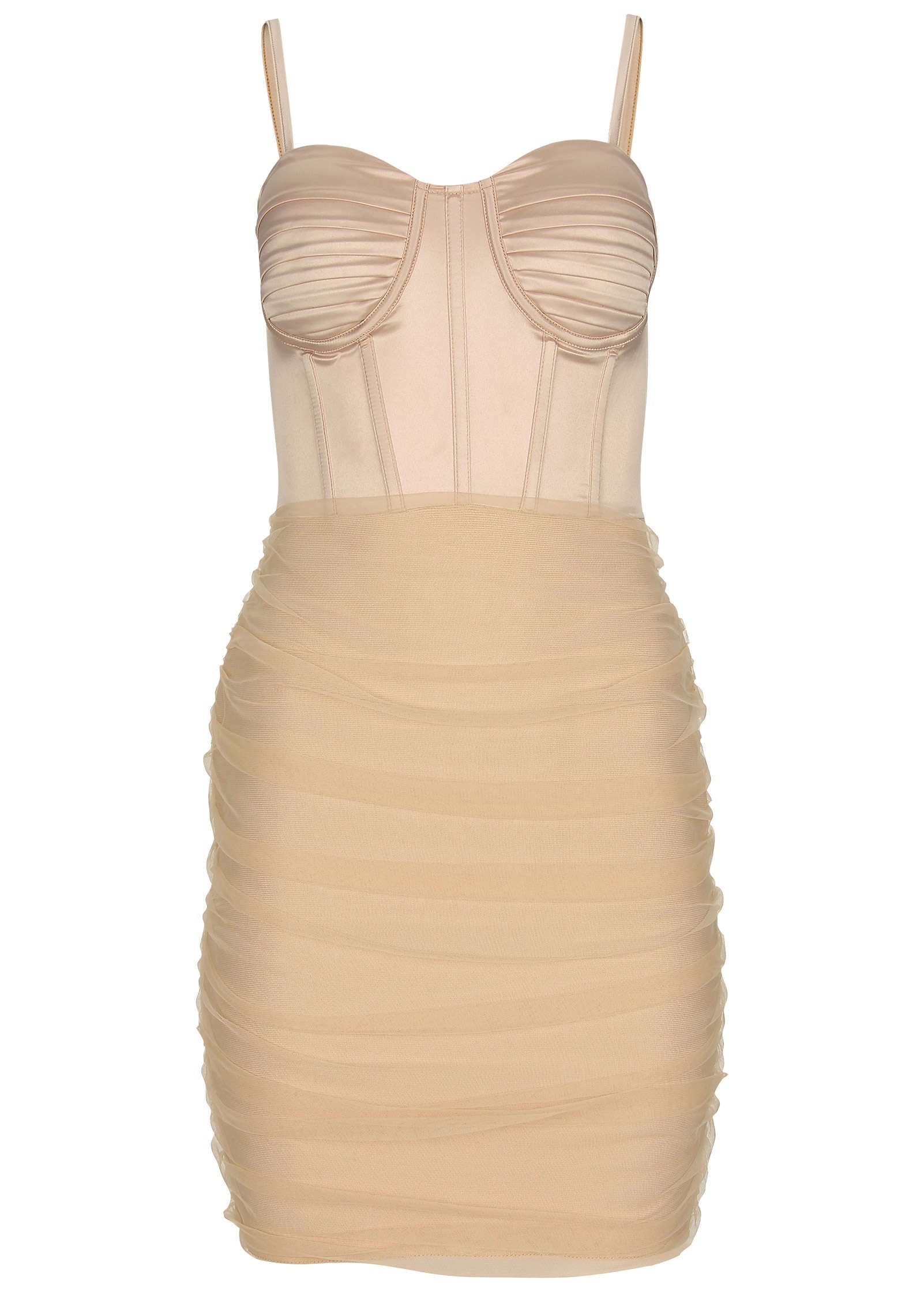 Overlay Bandage Mini Dress Biscotti