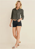 Cropped Button Down Olive