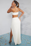Embellished Knot Front Maxi Skirt in Ivory