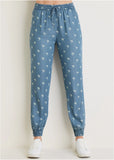 Printed Chambray Joggers Light Wash