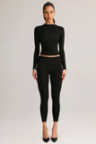 Modal Mid Rise Cropped Leggings in Black