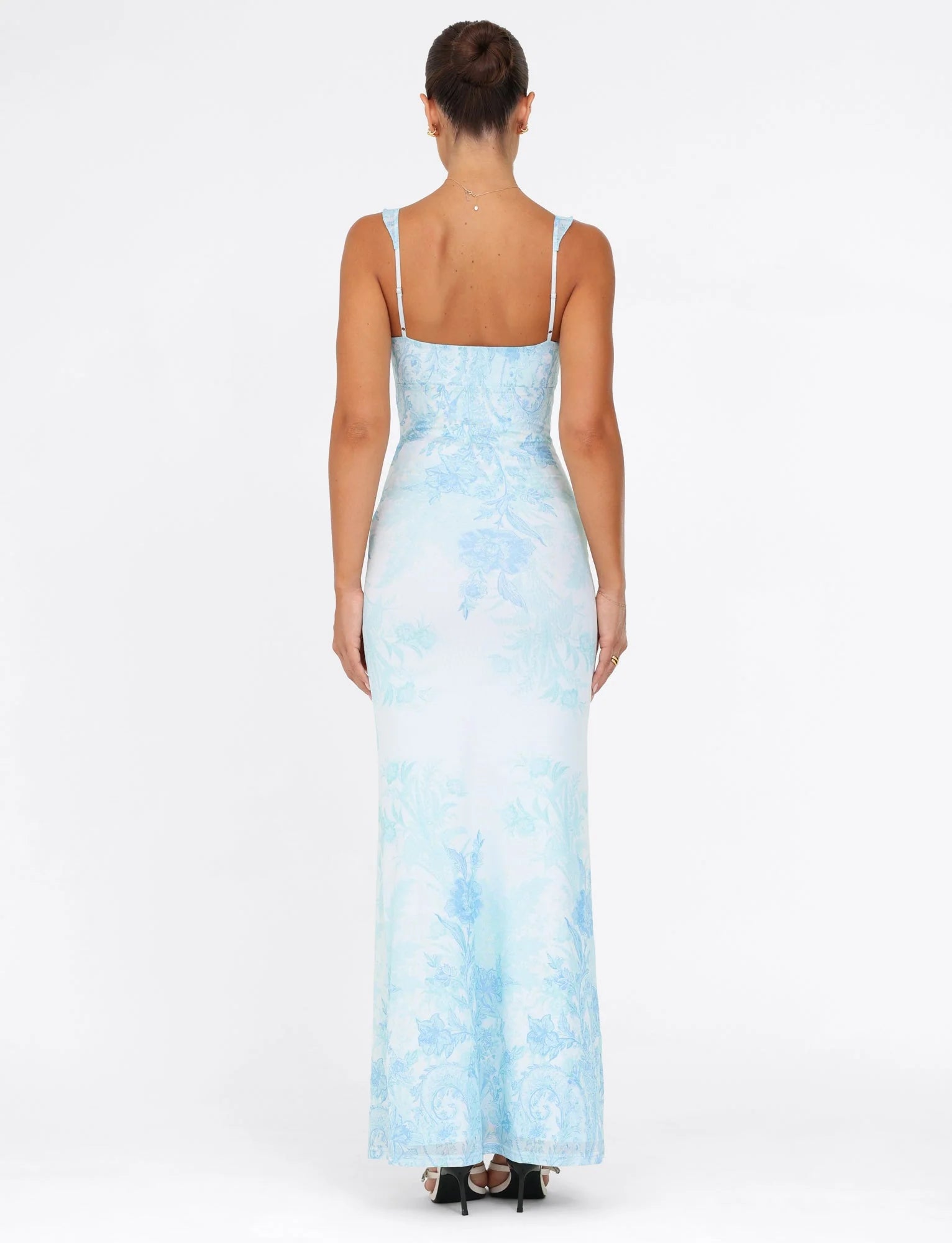 GUILIANNA FRILL MAXI DRESS BLUE FLORAL TAPESTRY