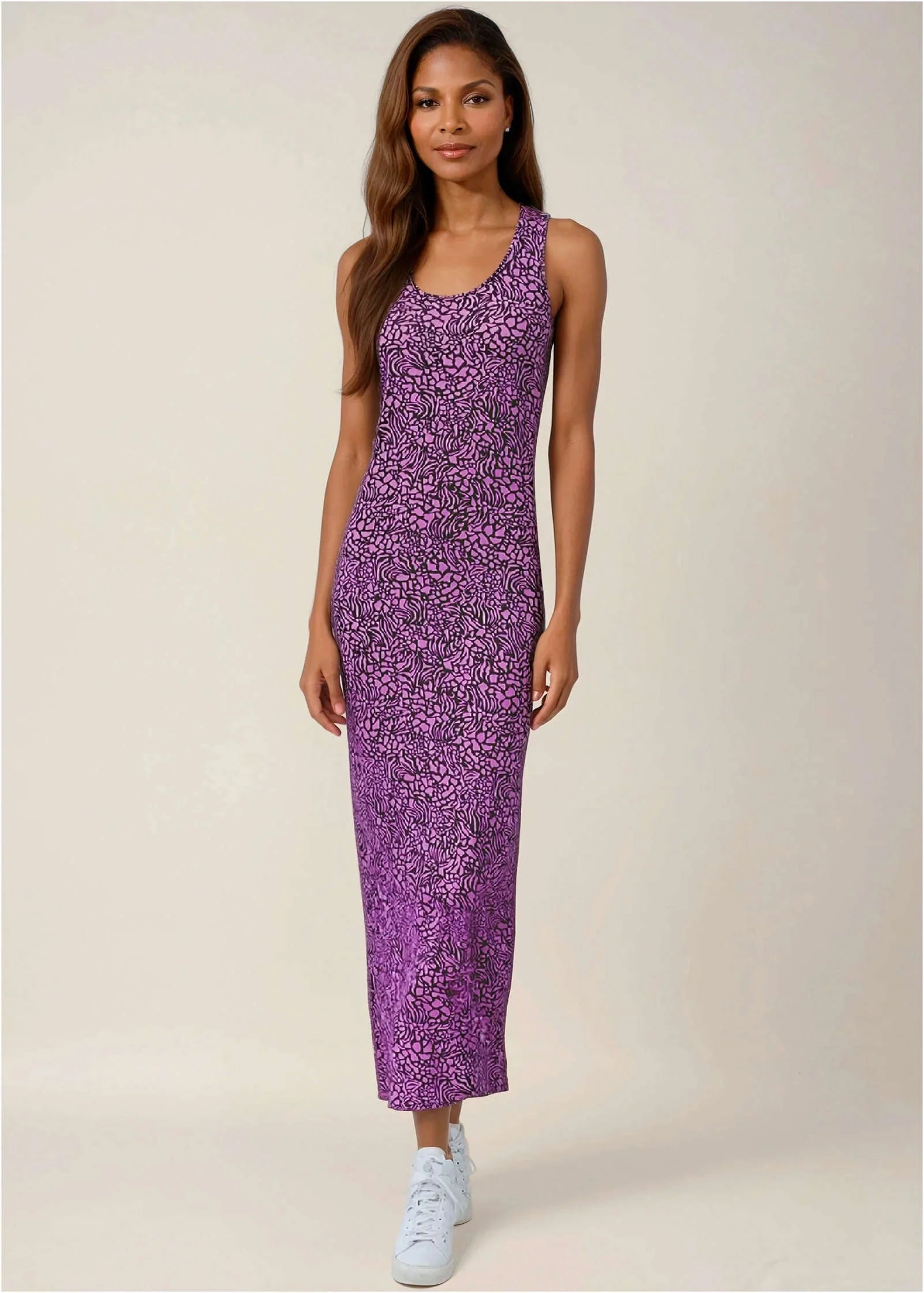 Tank Maxi Dress Purple Abstract Animal
