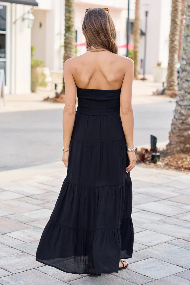 Ainsley Black Strapless Maxi Dress
