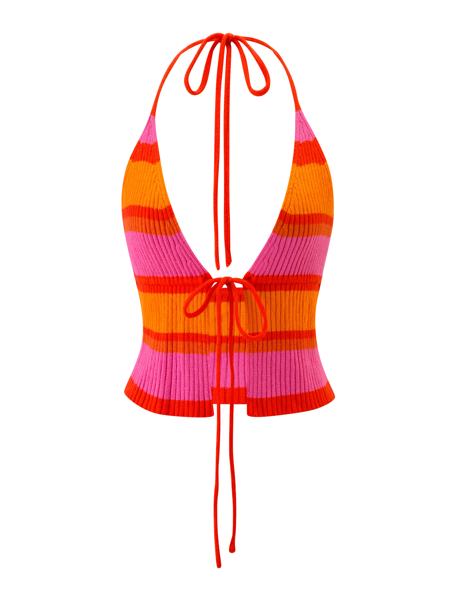 EVERLY CROCHET HALTER TOP SUNSET TROPICAL STRIPE