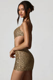 Embellished Cut Out Mini Dress in Gold