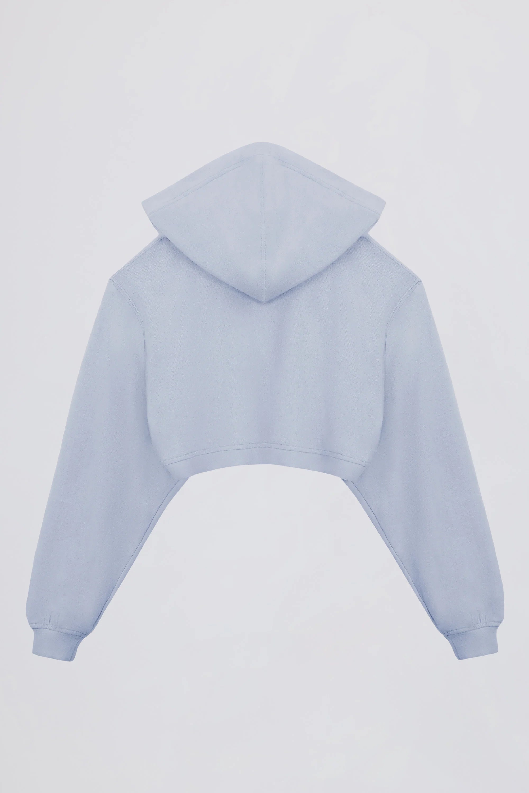 Brushed Jersey Hooded Cropped Shrug in Soft Blue