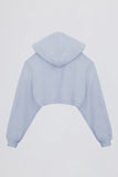 Brushed Jersey Hooded Cropped Shrug in Soft Blue