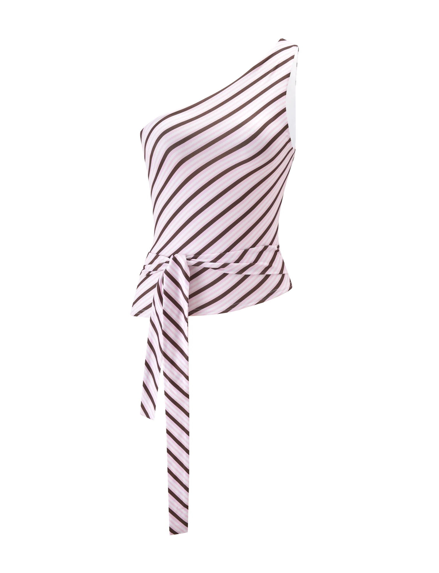 LYLE ONE SHOULDER TOP PINK STRIPE