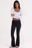 Seamless Soft Rib Cut Out Crop Top in White