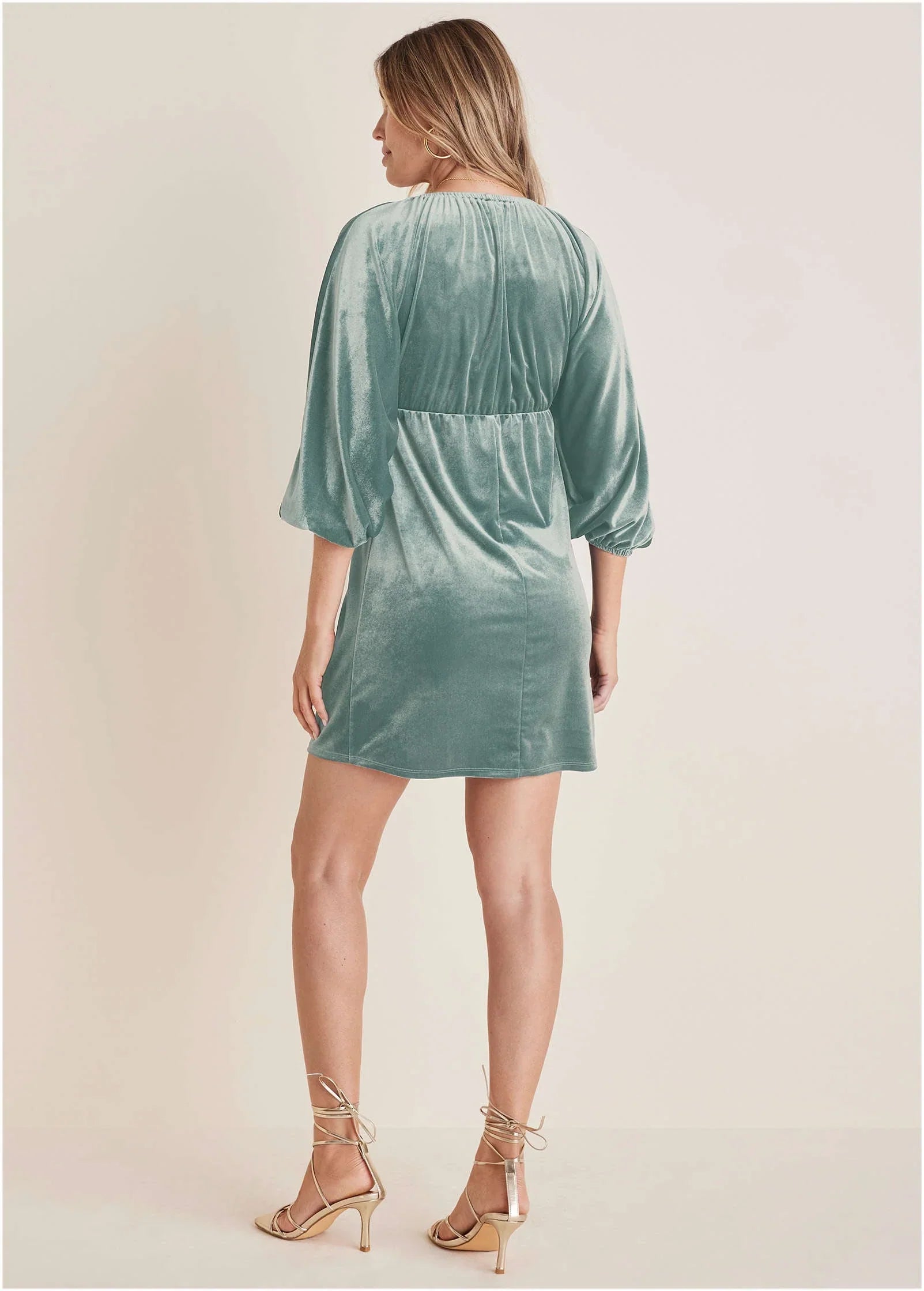 Stretch Velvet V Neck Mini Tourmaline
