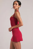 Longline Halterneck Top in Cherry Red