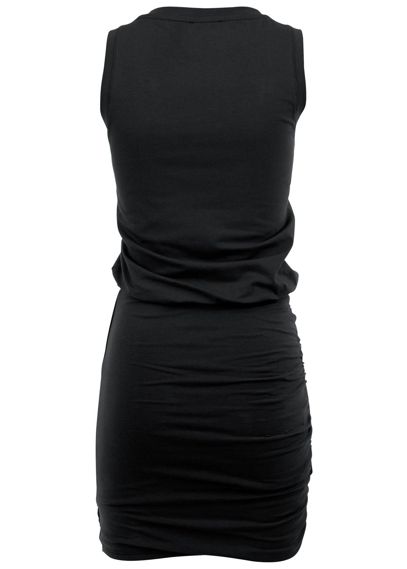 V Neck Side Wrap Mini Dress Black