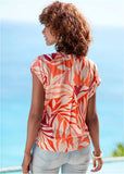 Printed Short Sleeve Top Red Multi