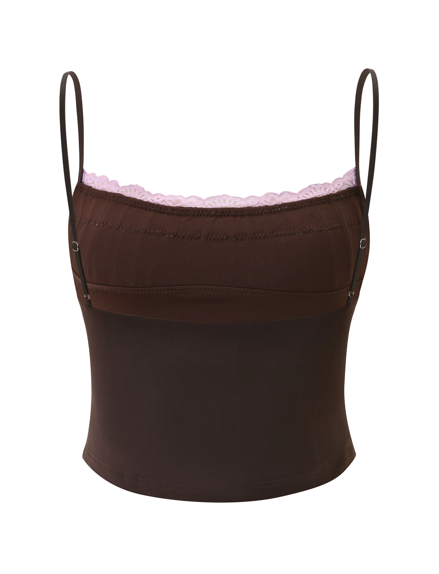 PARISA LACE RUCHED CAMI BROWN AND LILAC