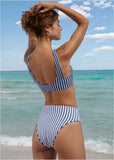 Reversible Scoop Bikini Top Reversible Navy Stripe