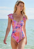 Ruffle Strap One Piece Sunset Medley